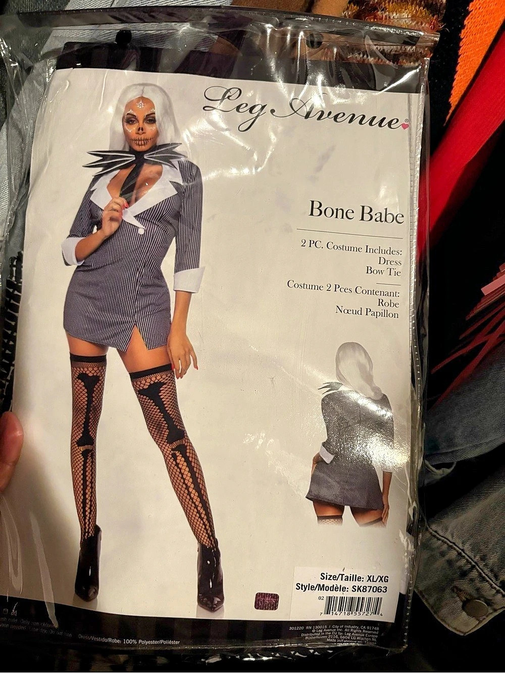 Leg Avenue Bone Babe Costume Striped Costume in Black & White Size XL NWT